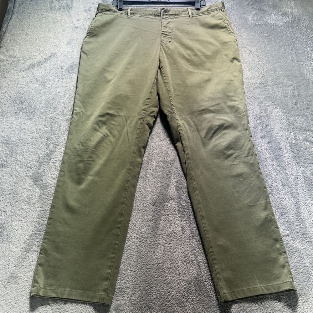 Incotex Slacks Mens Olive Green Chino Pants Straight Leg Cotton Twill Trousers